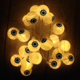 thumbnail image 2 of Cadena de luces de Halloween de 10 pies (3 metros) con 20 LED; decoración para exteriores a pilas con forma de globos oculares, ideal para fiestas de Halloween., 2 of 7