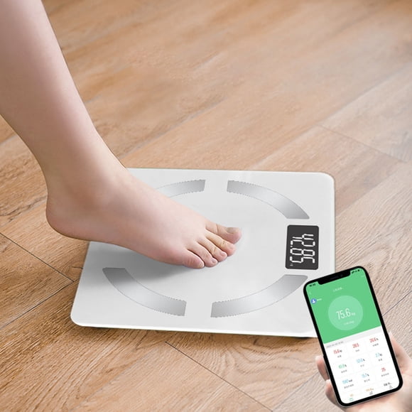 Báscula Corporal Bluetooth, Sensores de Alta Precisión, Pantalla Led, Integración con Aplicaciones para Objetivos de Fitness, Pantalla Grande, Elegante Accesorio de Baño, Monitorización Inte
