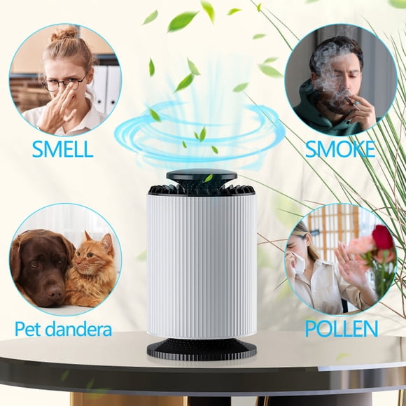 Purificadores de aire para dormitorio con filtro y sistema de filtración de 24 dB para caspa de mascotas y alergias. Purificadores de aire blancos.