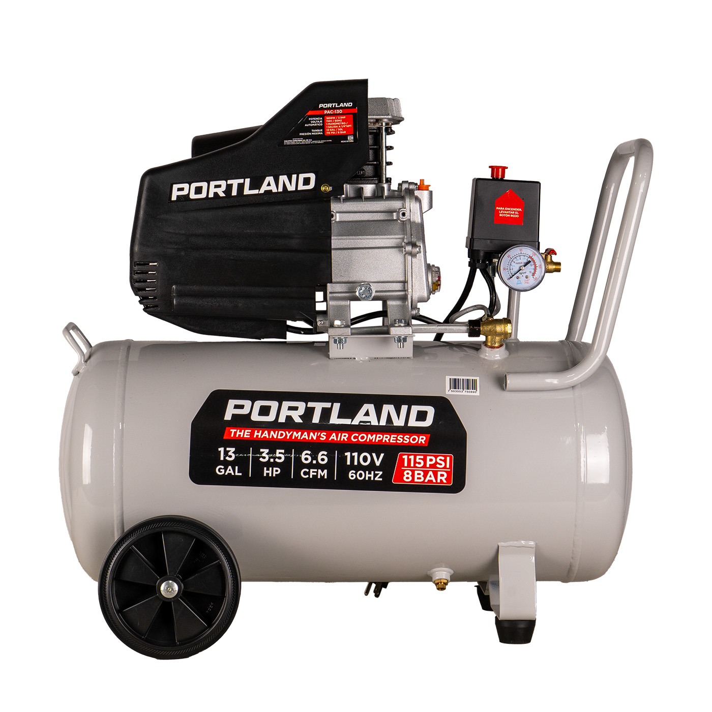 Compresor De Aire Eléctrico 50 Litros 3.5 Hp 115psi Horizontal 110v/60hz
