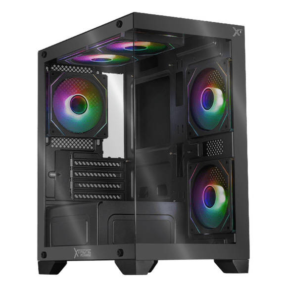 Gabinete XTREME PC GAMING Crystal Hive Mini Torre 5 Fan ARGB HUB Gris CXT3600GY