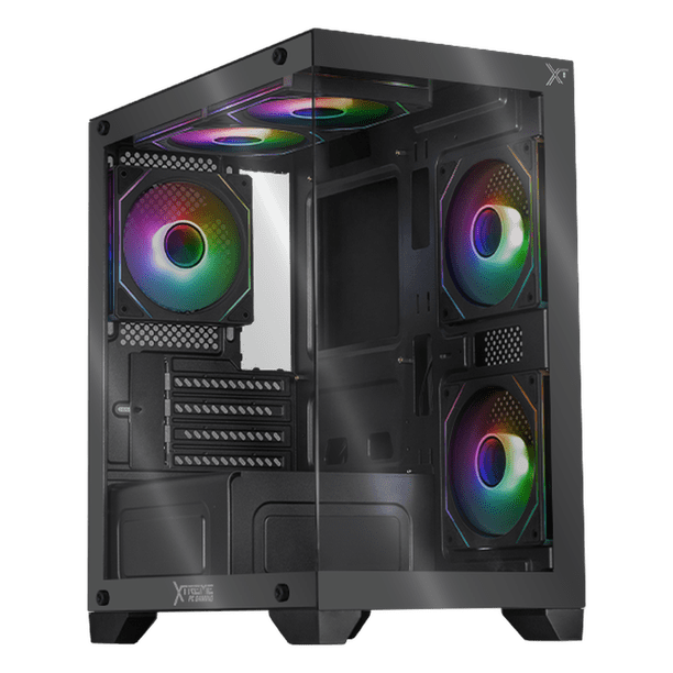 Gabinete XTREME PC GAMING Crystal Hive Mini Torre 5 Fan ARGB HUB Gris CXT3600GY