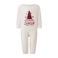 thumbnail image 1 of Conjunto de pijama navideño familiar a juego, camisetas de manga larga con estampado de árbol de Navidad y pantalones a cuadros. Ropa de dormir navideña., 1 of 8