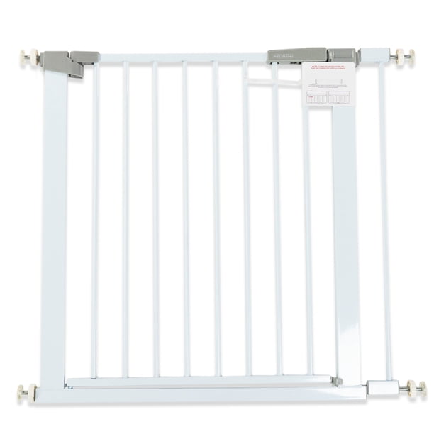Kids Heroes Puerta de Seguridad Interior para Bebes y Perros - Reja para Escaleras y Puertas entre 76 y 83 cm - Incluye Extensión de 7 cm para un Ancho de 90 cm - Altura 78 cm - Blanco
