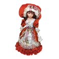 thumbnail image 4 of Muñeca de con Vestido Artesanal Y Cara Delicada Figura Decorativa Femenina Muñeca Clásica de Colección Ornamento para Interior Adecuada para Rojo burdeos, 4 of 8