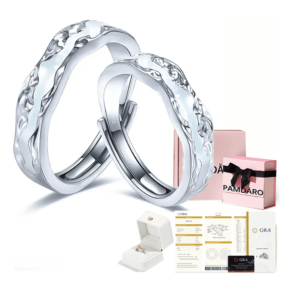 Anillos De Pareja Plata 925 Con Luz Nocturna Romanticismo Xtellar plateado