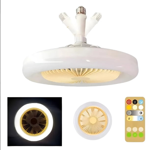 Ventilador de Techo LED 30 W 3 Tonos E27 con Control y Aromaterapia Blanco 26 cm
