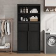 thumbnail image 3 of Yeshouse Armario independiente alto de 130 cm con puertas, dos cajones y estantes, ideal para cocina, comedor, baño, despensa y lavandería, 3 of 7