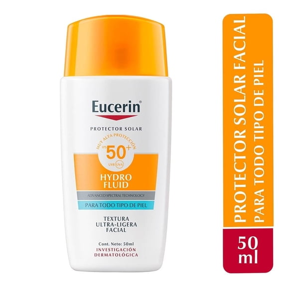 Protector solar facial Eucerin Hydro Fluid para piel grasa FPS 50 50 ml
