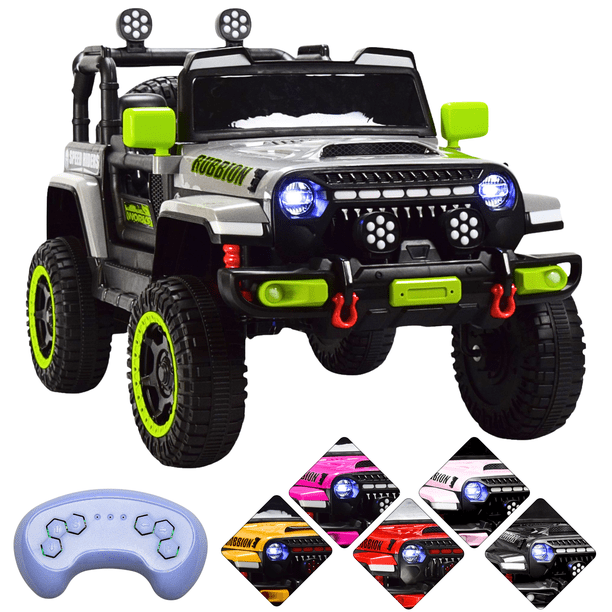 Montable Electrico Camioneta Para Niños Control Remoto Luz 12v - Gris