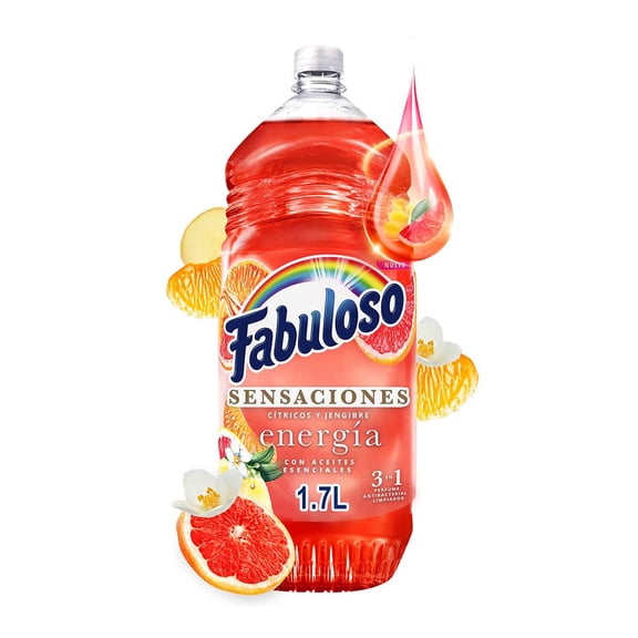 Limpiador Líquido Multiusos Fabuloso Sensaciones Cítrico y Jengibre Energía 1.3 L