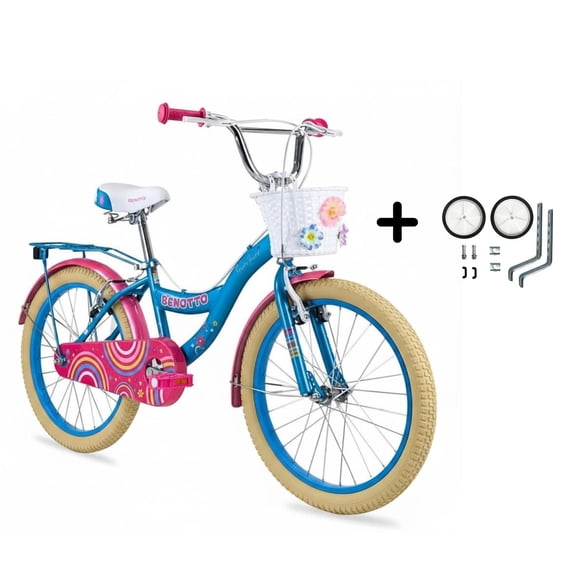 Combo Bicicleta Benotto Flower Power R20 con Ruedas Laterales