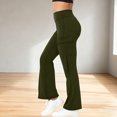 thumbnail image 4 of Amzcrzy Leggings Acampanados Mujer Cintura Alta Elásticos Yoga Ligeros Realzan Glúteos Color Liso Ajustado Casuales Bolsillos Laterales Tallas S-2XL Verde, 4 of 7