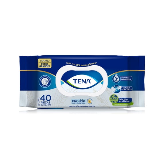 Toallas húmedas para adulto Tena extra grandes 40 pzas
