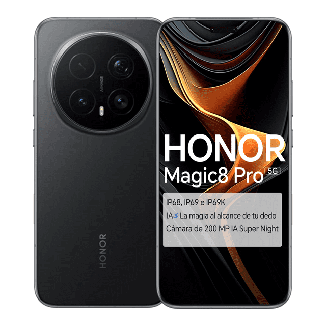 HONOR Magic 8 Pro 5G 1TB 16GB RAM Snapdragon 8 Elite Gen 5 120Hz 6,71" Ltpo Oled 200MP 7100mAh, Gen 5 120Hz 6,71" Ltpo Oled 200MP 7100mAh, Negro