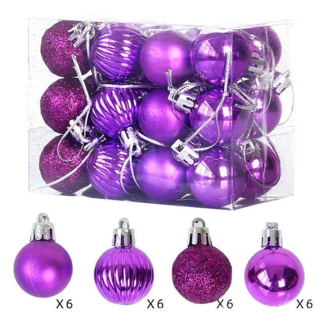 Xihbxyly Bolas de Navidad para Árbol, Adornos Colgantes Galvanizados, Bolas de Plástico con Purpurina, Juego de 24 Piezas, Diseño Irrompible, Decoración Navideña Multiusos, Hogar, Fiesta, Boda, 3 Cm