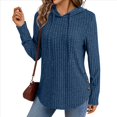 thumbnail image 2 of Sudadera con Capucha de Punto Acanalado Suave para Mujer, Suéter de Larga, Sudadera Ligera y Acogedora para Otoño. Azul M, 2 of 6