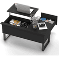 thumbnail image 1 of Mesa Centro Elevable Negra Industrial con Cajón y Compartimento Oculto, Tablero Melamina para Laptop y Almacenamiento, 1 of 9