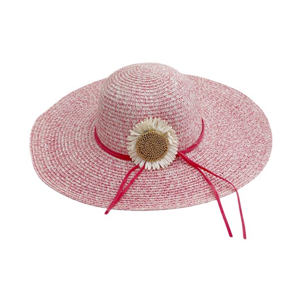 Sombrero de Playa de Ala Ancha para Mujer Margarita 42 cm rosa Unitalla