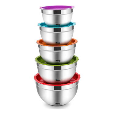 "Juego Bowls Acero Inox Ensaladera Mezclar Cocina Belug, Multicolor "