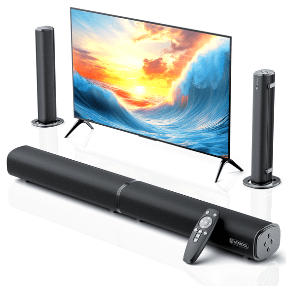 VEAT00L Barra de Sonido 2.2ch,100W 3D Surround con Graves Potentes,con USB/Optical/AUX,Diseño Split