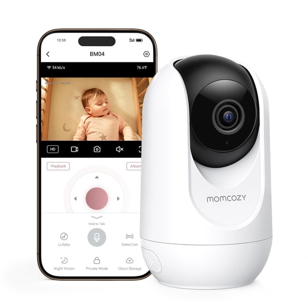 Monitor para bebés Momcozy Smart WiFi con cámara 1080P de visión nocturna
