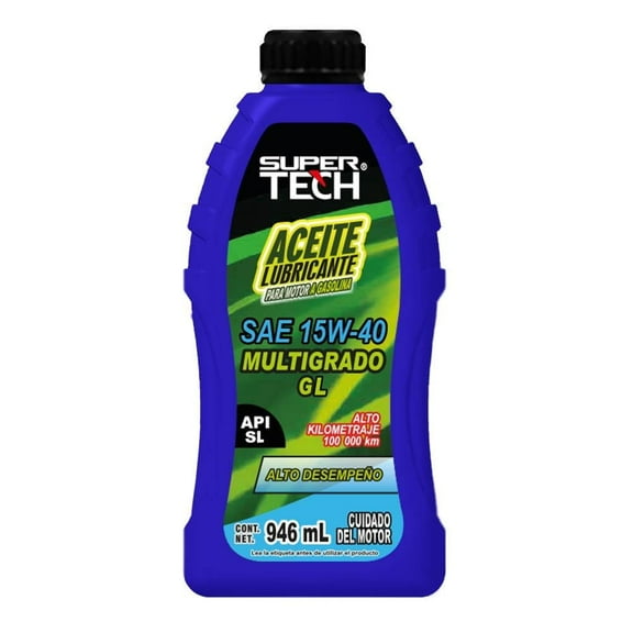 Aceite para Automovil Supertech Alto Kilometraje 15w40 de 946 ml