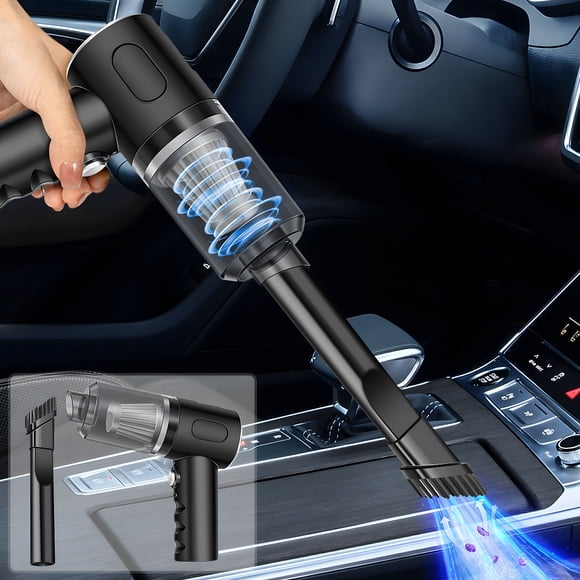 Aspiradora portátil inalámbrica para coche, 5500 Pa, succión en seco y húmedo, tamaño mini, plegable, carga USB | Limpiador de pelo de mascotas con boquillas para interiores, asientos y reji
