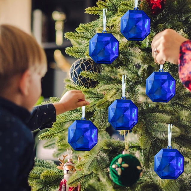 Colgante para árbol de Navidad | Adorno colgante de gema de plástico brillante | Adorno navideño para árbol, pared y mesa