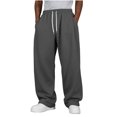 thumbnail image 1 of Amzcrzy Pantalones Deportivos Hombre Clásicos Color Liso Cintura Alta Elástica Cordón Pierna Recta Holgados Anchos Cómodos Con Bolsillos Tallas S-2XL Gris, 1 of 7