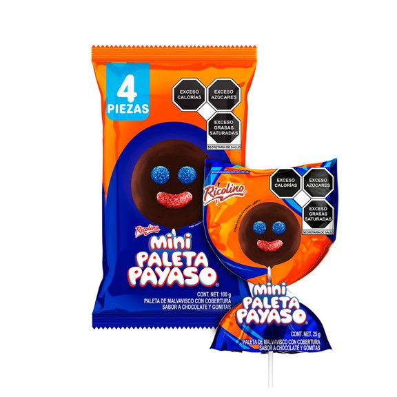 Paleta Payaso mini 4 pzas de 25 g c/u