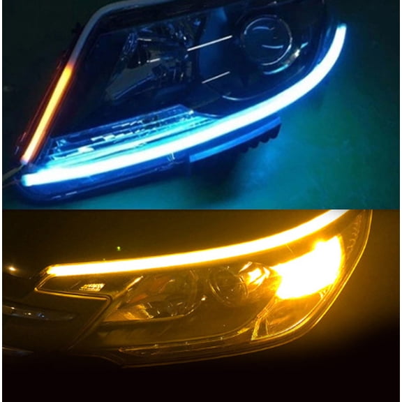 Barra Guía de Luz Diurna Led para Automóvil, Escaneo de Señal de Giro de Dos Colores, Luz Decorativa, Barra Guía de Luz Diurna Led para Automóvil, 2 Unidades