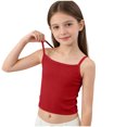 thumbnail image 1 of Top Tipo Tanque para Niñas Grandes - Tops Cortos de Punto Acanalado para Niña, Camisetas Interiores, Camisola Casual de Verano con Tirantes Finos sin Mangas, Cami, Tanques Rojo 11-12 Años, 1 of 9