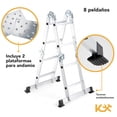 thumbnail image 3 of Escalera Plegable 2.7 m 8 Peldaños Aluminio Multiposiciones 150 kg Kingsman gris, 3 of 7