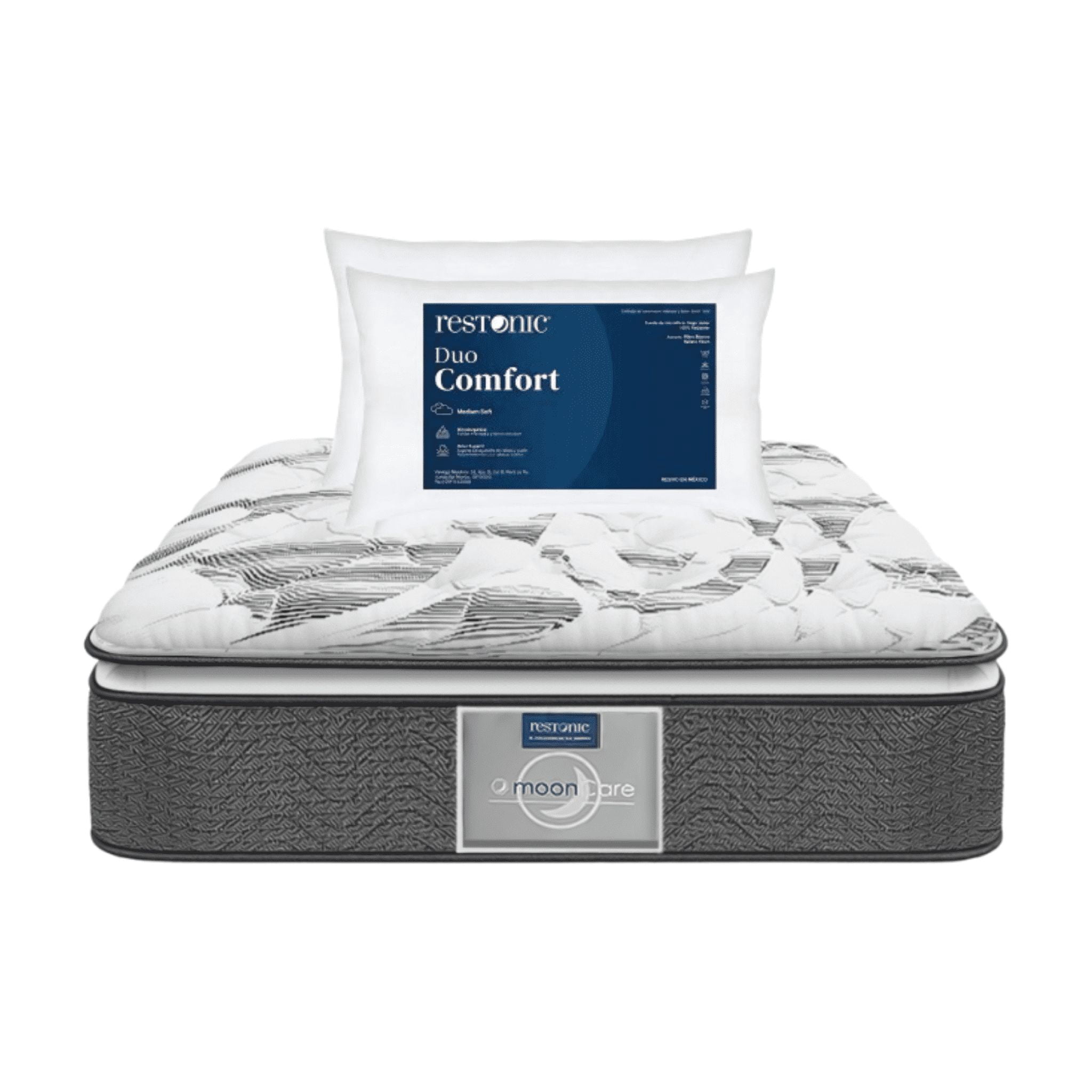 Colchón Queen Size MoonCare Antiácaros + 2 Almohadas Standar