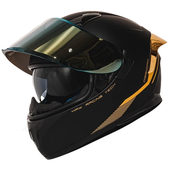 Casco de moto HAX Obsidian integral con doble visera XXL