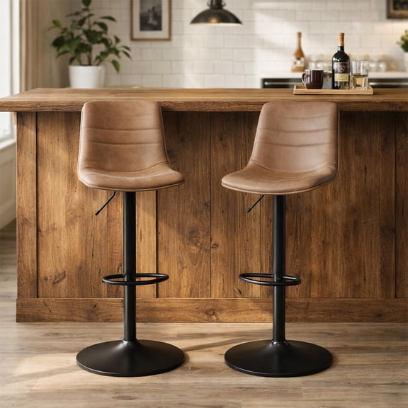 Sillas Altas para Barra de Cocina con Altura Ajustable Bancos Desayunador Elegante para Decoración del Hogar Fabricado 100% Poliéster y Tejido Transpirable Set de 2 Sillas Cafe