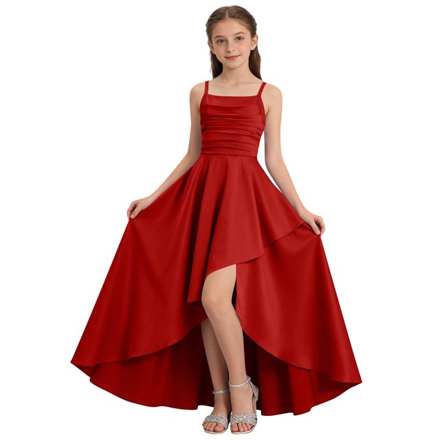 Vestido de Manga Larga Una Línea para las Mujeres Elástico Twirly Patinador Escuela Vestido de Recital Cuello Redondo Sólido Vestido para Niña de 4-14 Años