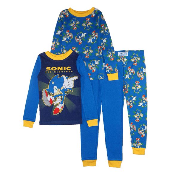 Pijama de Algodón para Niños Sonic The Hedgehog de 4 Piezas
