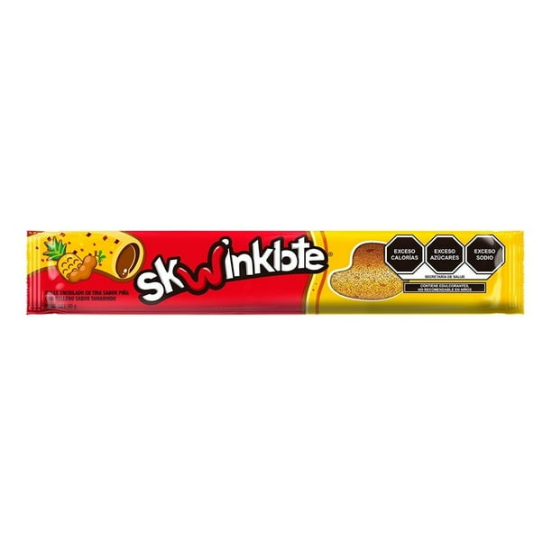 Dulce enchilado Skwinklote en tira sabor piña con relleno sabor tamarindo 40 g