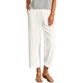 thumbnail image 3 of TaTaai Spring Fall Women's Linen Trousers Elastic Waist Wide Leg Straight Cut Loose Fit Ankle Length Casual Pants Solid Color Versatile Staple for Daily Style Gift, 3 of 9