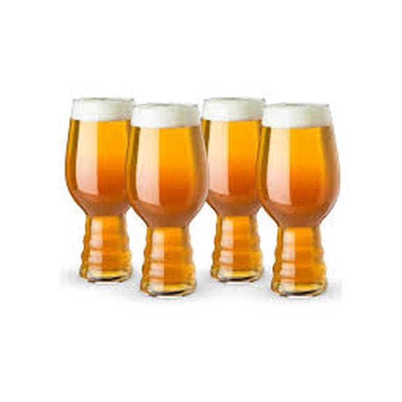 Juego 4 Vasos Cerveceros Elaborados de Cristal Riedel Beer, Acabado Transparente, Diseño Decorativo Forma Irregular con Base Delgada con Caja de Regalo