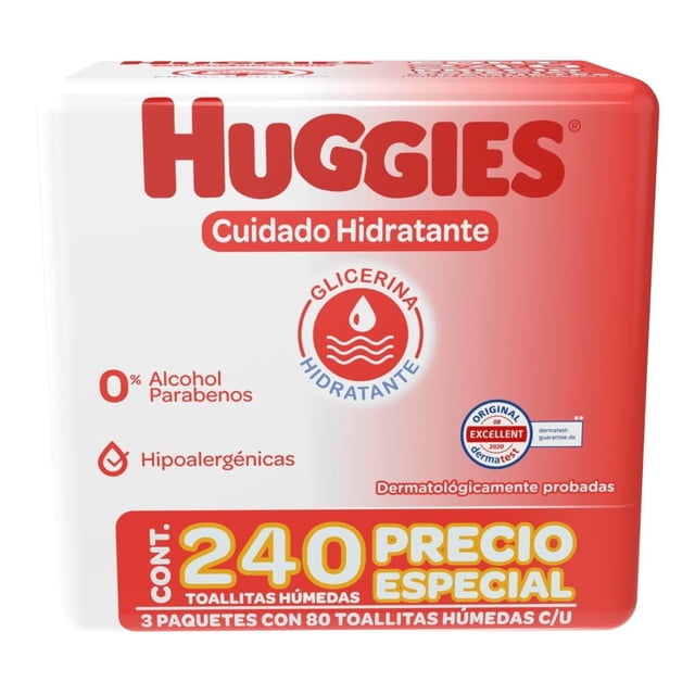 Toallitas Húmedas para Bebé Huggies Cuidado Hidratante 240 Piezas