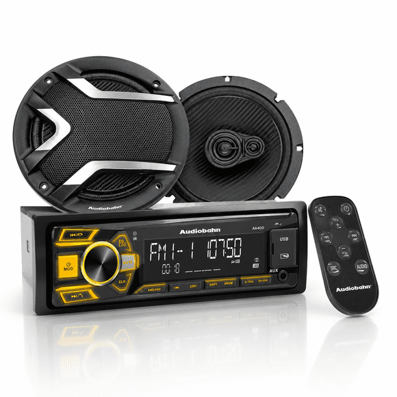 Combo autoestereo 1 DIN y bocinas 6.5" 300w Audiobahn AA400 COMBO
