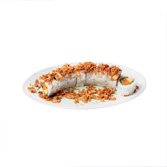 Sushi Happy Tokyo Crunch Veggie Roll con Cebolla Frita y Mayo Spicy