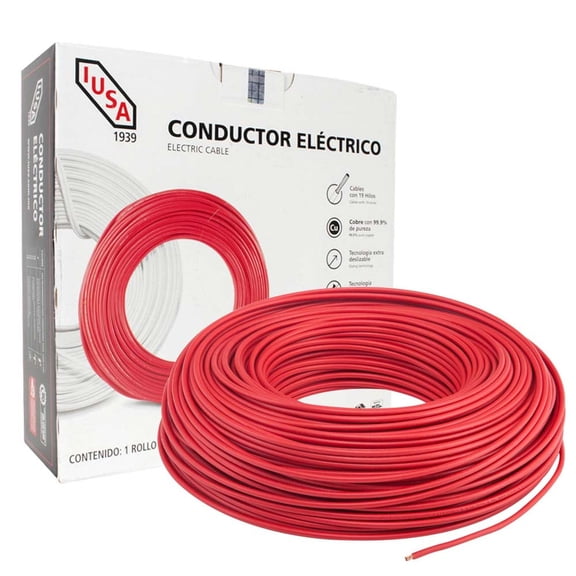 Cable De Cobre Iusa Con Aislamiento Rojo 10 AWG 100M