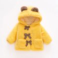 thumbnail image 2 of Abrigo De Invierno Para Niños Pequeños Chaquetas De Abrigo Para Niñas Bebé Color Sólido Felpa Lindo Oso Orejas Sudadera Con Capucha Abrigo Grueso Chaqueta Amarilla Odeerbi LM103-9132, 2 of 9