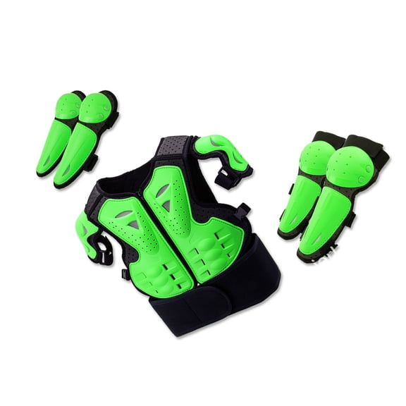 Sonducket Kid Full Body Armors Niños Motocross Equipo de protección Traje Guardia Motocicleta Chaleco Codo Rodillera para niñas Ropa Deportiva, Zapatos Verde S