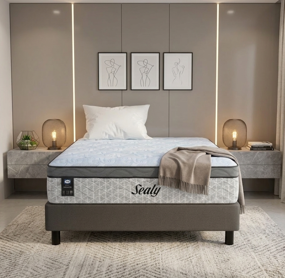 Colchon Matrimonial Sealy Premium Ortopédico + Almohada Memory Foam | Tecnología Posturetech