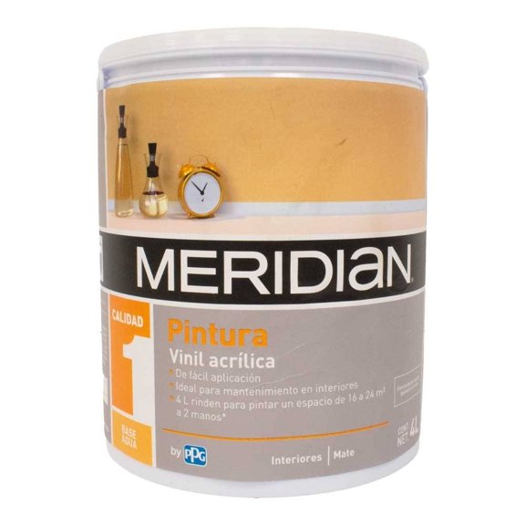 Pintura Meridian Mate para Interiores Vinil Acrílica 4 Litros